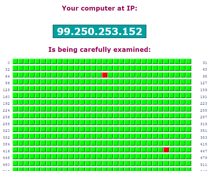 Shields Up map: only 80 and 443 are forwarded and responding == red